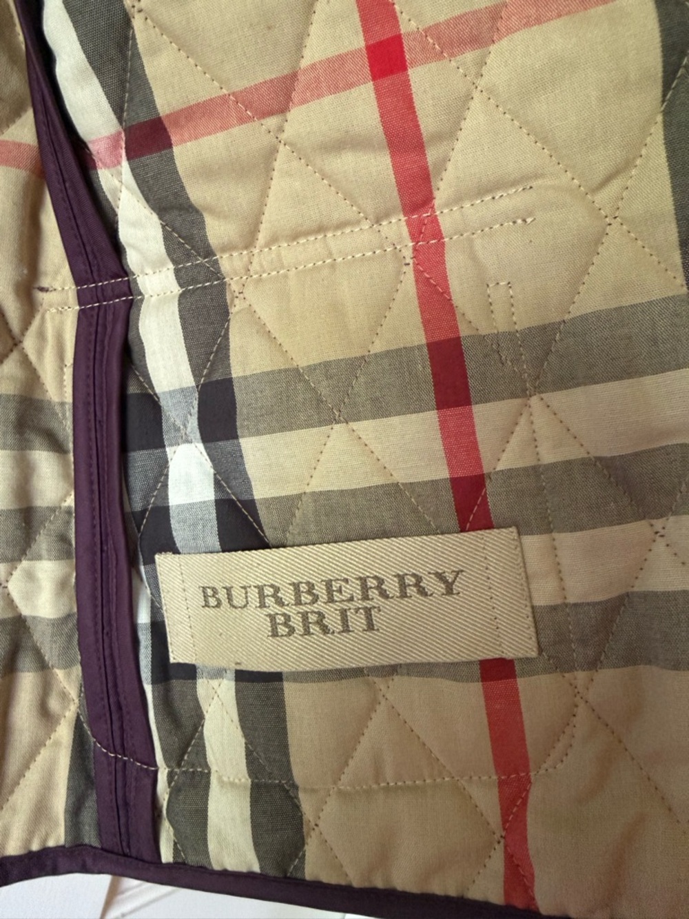 Burberry Purple Quilted Jacket with Signature Check Lining - Picture 6 of 7